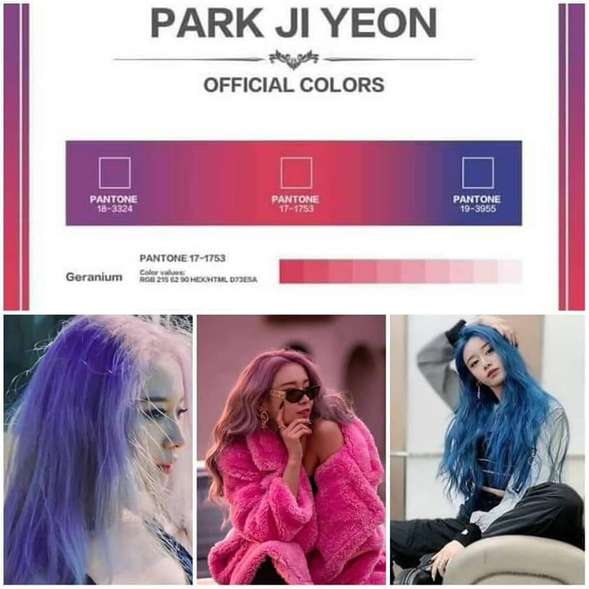  
Các màu tóc của Jiyeon trong MV giống với bảng màu chính thức riêng mà cô đã đăng ký. 