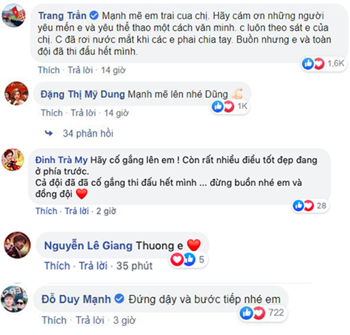  
Nhiều sao Việt gửi lời động viên tới Tiến Dũng. (Ảnh: Chụp màn hình)