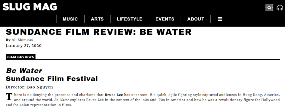  
Bài review trên SlugMag về Be Water