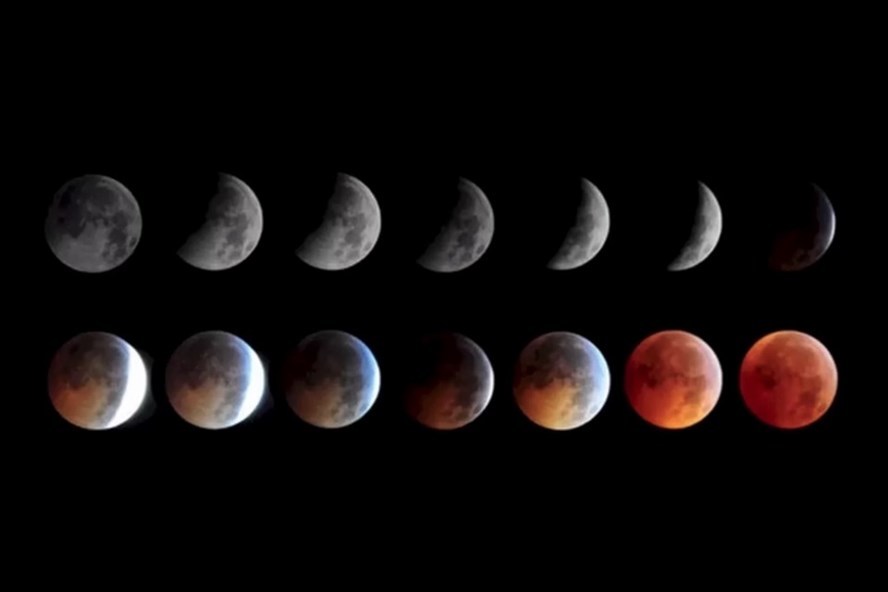  
Hiện tượng mặt trăng máu diễn ra được ghi lại - Ảnh NASA