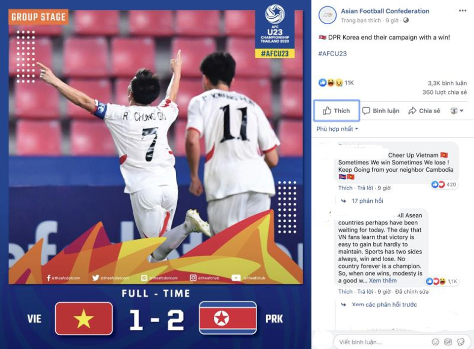  
Trận thua của U23 Việt Nam khiến CĐV Thái hả hê