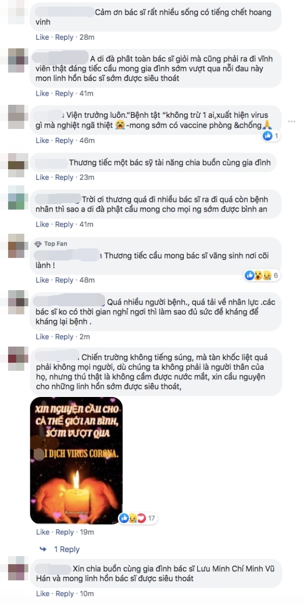  
Netizen Việt bày tỏ xúc động trước sự ra đi của bác sĩ Lưu Chí Minh. (Ảnh chụp màn hình FB)