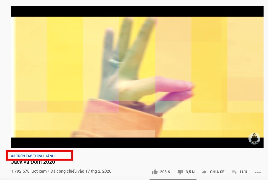  
MV mới của Jack đạt hơn 1,7 triệu lượt xem dù chỉ mới ra mắt.