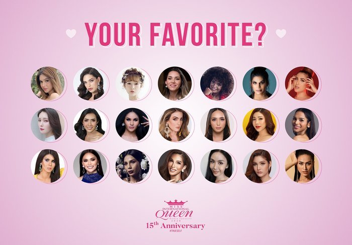  
Danh sách 21 thí sinh dự thi Hoa hậu Chuyển giới Quốc tế năm nay. 