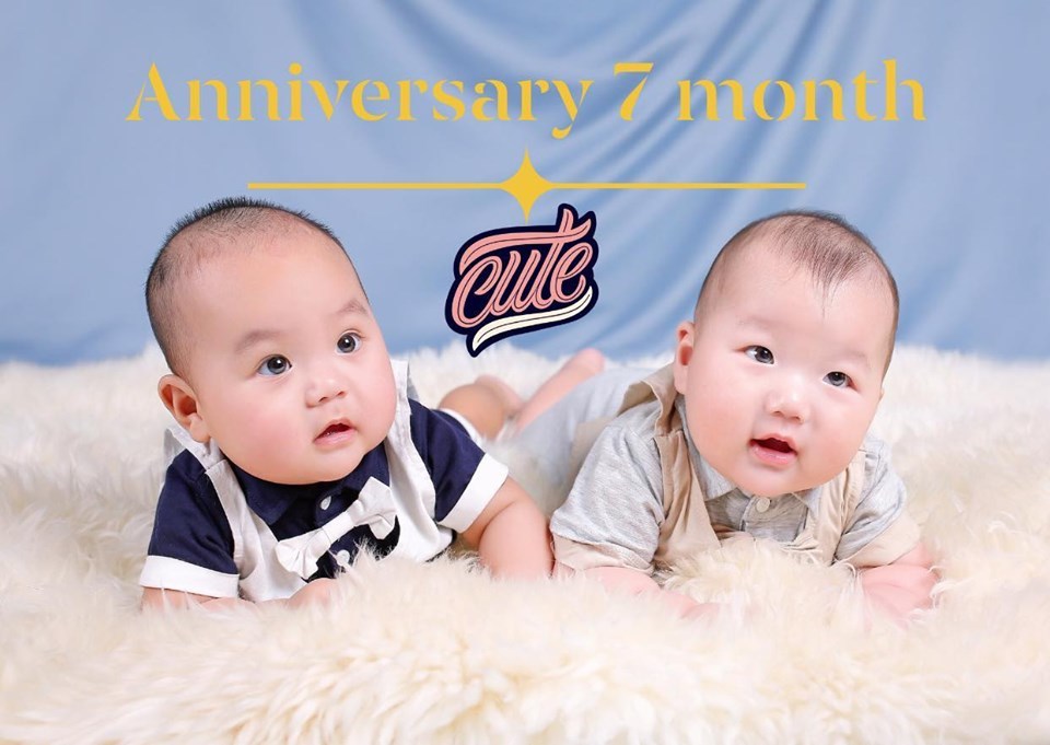  
Hai con trai sinh đôi tròn 6 tháng tuổi của Trương Nam Thành (Ảnh: FBNV)