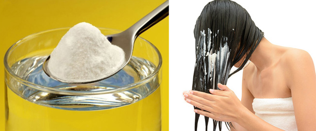  
Baking soda dùng để gội đầu, giúp tóc bóng mượt - Ảnh minh họa