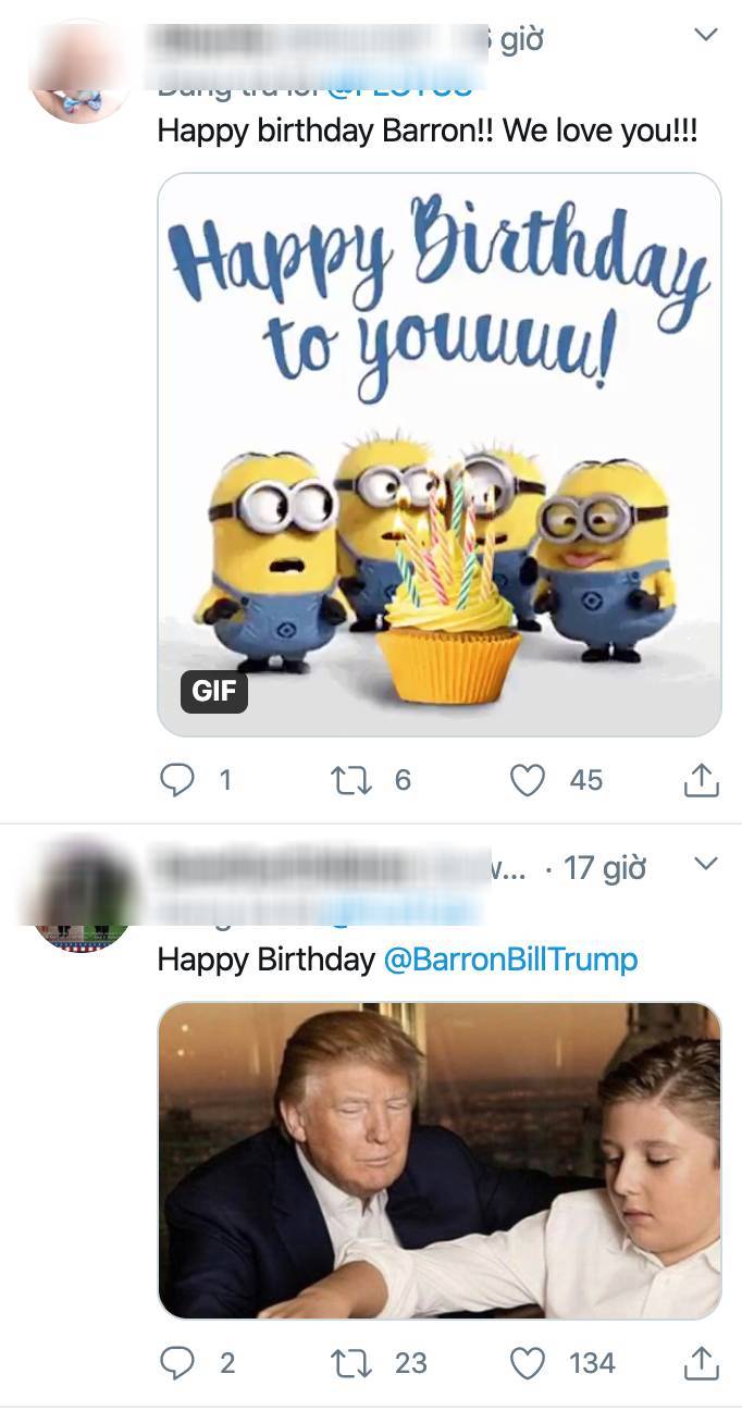  
Dân tình rầm rộ chúc mừng sinh nhật quý tử nhà Trump. (Ảnh chụp màn hình)