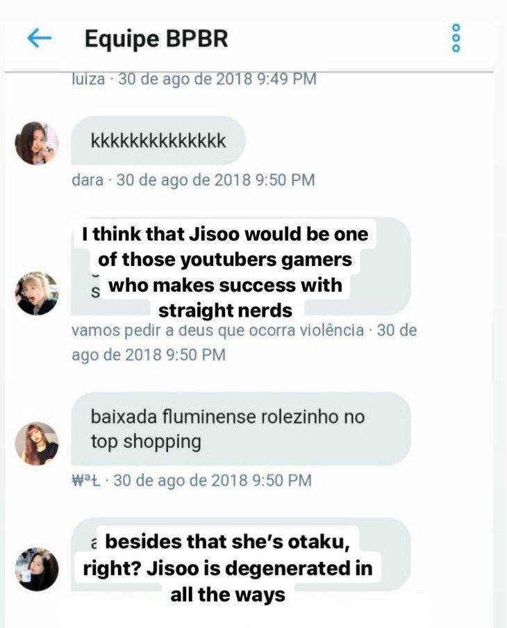  
-Tôi nghĩ Jisoo sẽ trở thành YouTuber như mấy tên mọt sách 
- Bên cạnh đó, cô ta là một otaku phải không? Jisoo bị suy đồi.(Ảnh: Twitter).