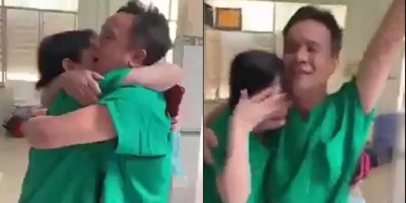  
Bác sĩ ôm nhau bật khóc khi bệnh nhân cuối cùng tại Bình Thuận âm tính​ (Ảnh: cắt từ clip)