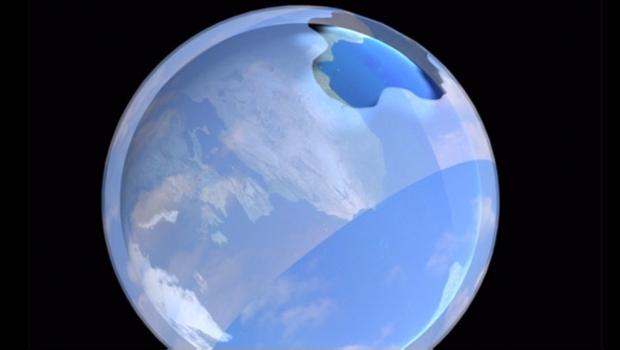  
Hình ảnh mô phỏng lỗ hổng tầng ozone ngoài Trái Đất. (Ảnh: Inversos Latam)