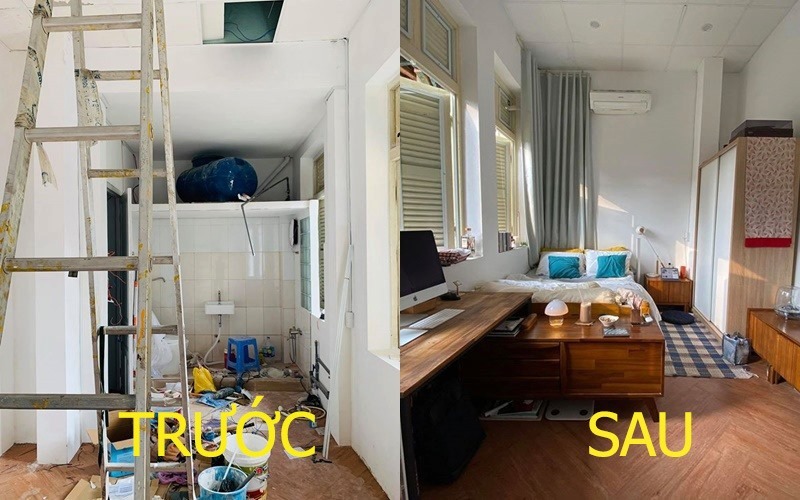  
Không gian căn phòng trọ trước và sau khi được cải tạo.
