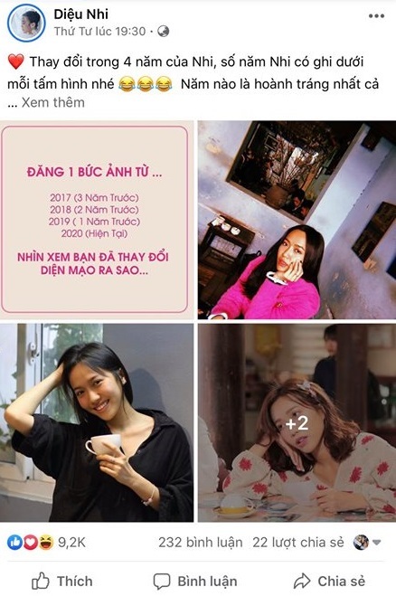  
Diệu Nhi là một trong những sao Sao Việt theo trào lưu đăng ảnh 4 năm trước. (Ảnh: chụp màn hình)