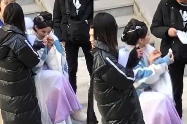  
Hình ảnh Dương Siêu Việt đưa giấy xì mũi cho trợ lý. (Ảnh: Weibo)