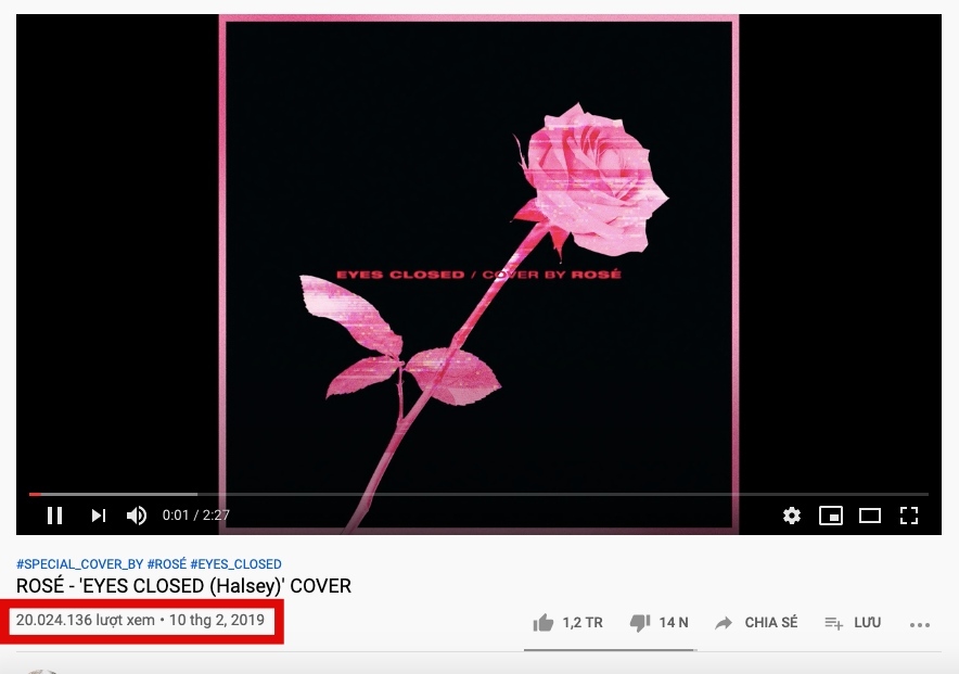  
Hát cover - Rosé mang về 20 triệu view (Ảnh: Chụp màn hình).