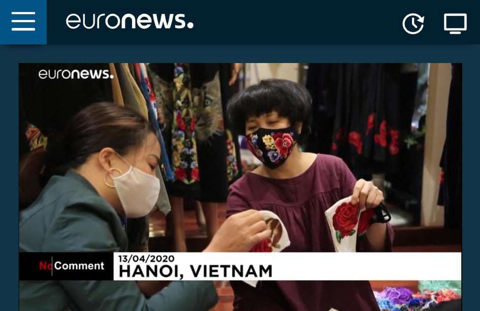  
Sản phẩm của chị Quyên Hoa xuất hiện trên kênh Euro News. (Ảnh chụp màn hình)