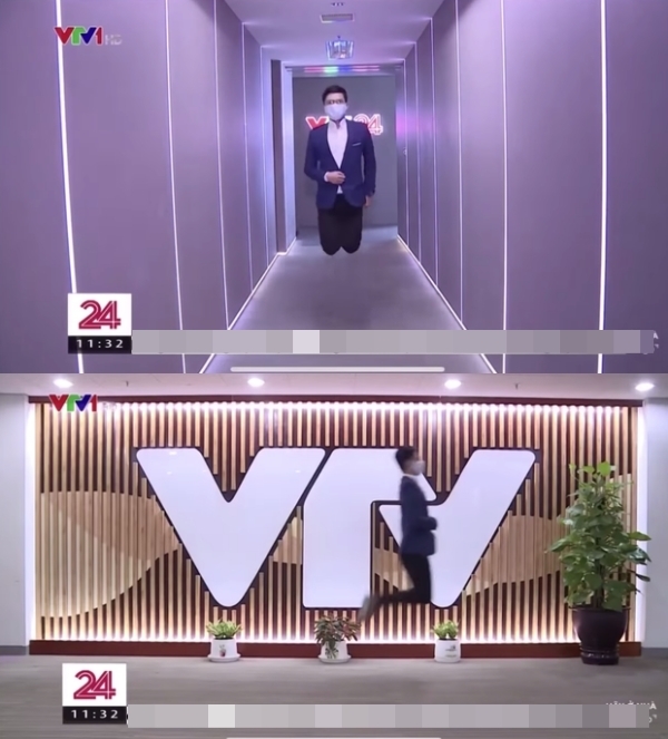  
BTV Việt Hoàng không ngại theo trào lưu để cổ vũ tinh thần mọi người. (Ảnh: VTV)