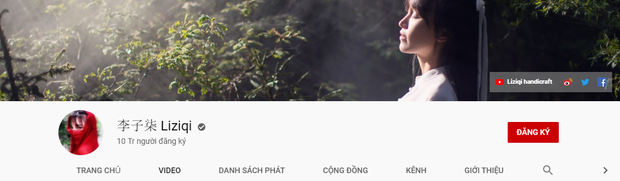  
Kênh YouTube của Lý Tử Thất đạt hơn 10 triệu người theo dõi. (Ảnh: Chụp màn hình).