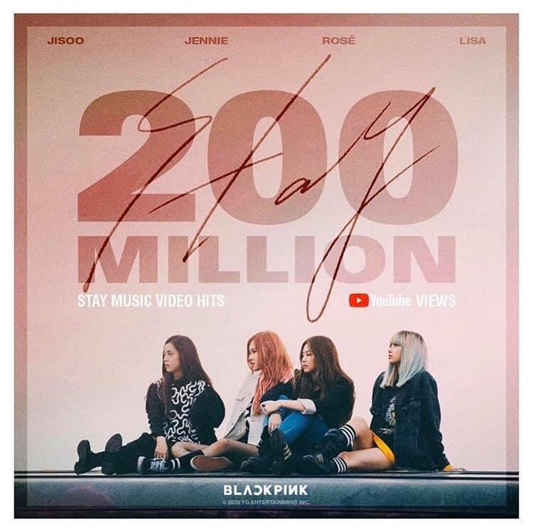 
Poster chúc mừng MV Stay chạm mốc 200 triệu lượt xem. Ảnh: YG Instagram