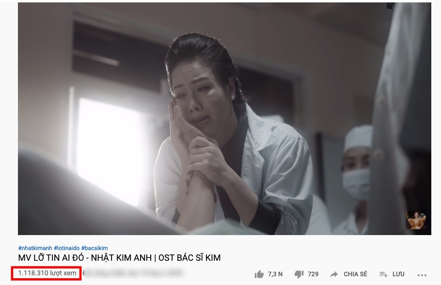  
MV của Nhật Kim Anh vừa ra mắt đã đạt được những thành tích "khủng" đạt hơn 1 triệu lượt xem sau công chiếu (Ảnh: chụp màn hình).