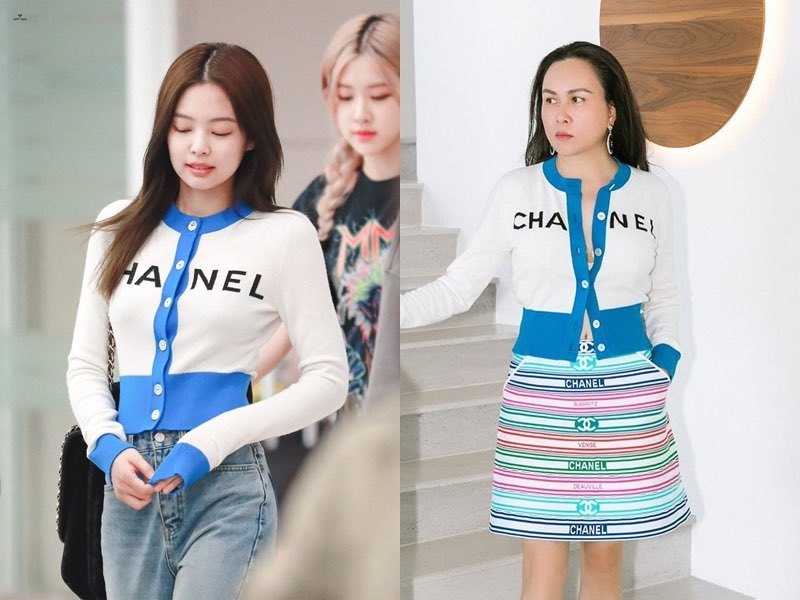  
Diện áo xanh trẻ trung cũng không thể giúp Phượng Chanel lọt top mặc đẹp. (Ảnh: Instagram NV)