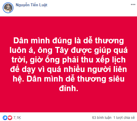  
Danh hài Tiến Luật vui mừng bày tỏ trên trang cá nhân (Ảnh: Facebook nhân vật) - Tin sao Viet - Tin tuc sao Viet - Scandal sao Viet - Tin tuc cua Sao - Tin cua Sao