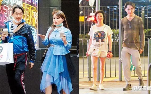  Đặng Triệu Tôn cùng "bà 3" mới (váy xanh), và bạn gái cũ Claire (áo trắng). (Ảnh: News)