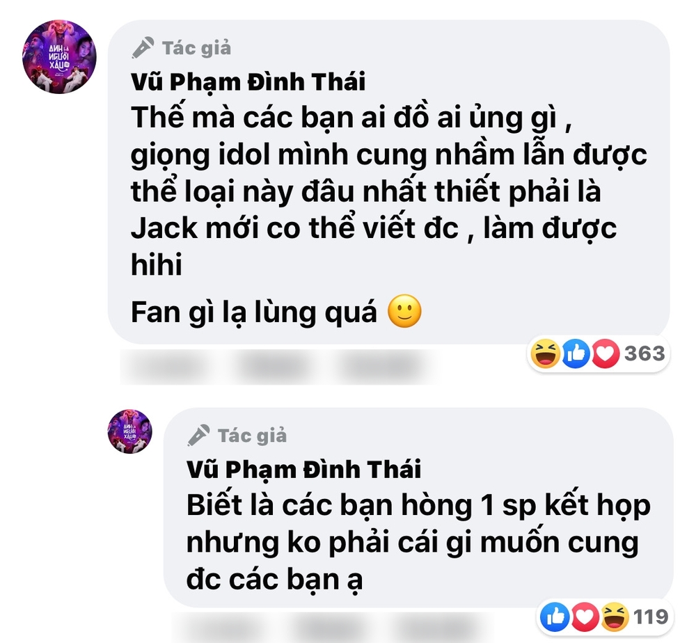  
Thái Vũ có phát ngôn khiến fan Jack phẫn nộ (Ảnh: chụp màn hình).