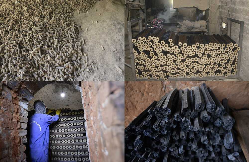  
Lõi ngô được dùng để làm than. (Ảnh: Vietnamnet)