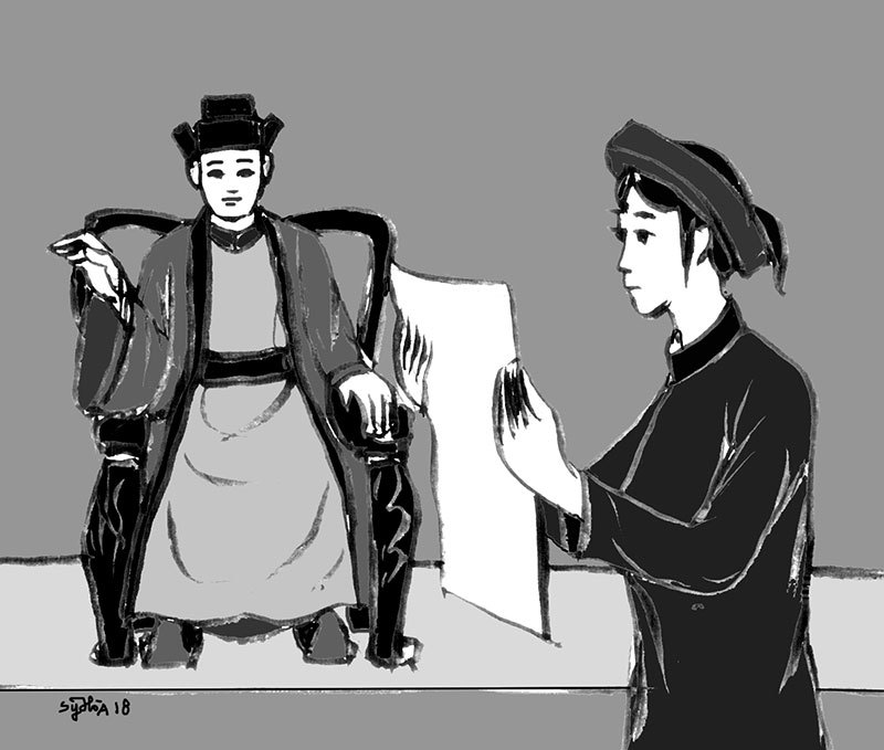  
Bà Nguyễn Thị Duệ dù bị phát hiện phận nữ nhi nhưng vẫn được Mạc đế quý trọng tài năng và miễn tội khi quân. (Ảnh minh hoạ: Syhoa18)