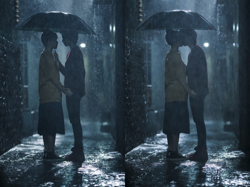  
Nụ hôn dưới mưa siêu đẹp của Chi Pu và Gil Lê từng có (Ảnh: Phim Yêu)