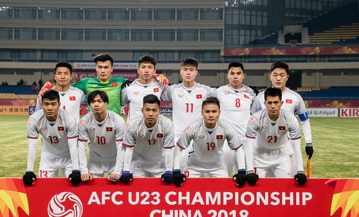  
Dàn cầu thủ của U23 Việt Nam dự U23 châu Á 2018. (Ảnh: VOV).