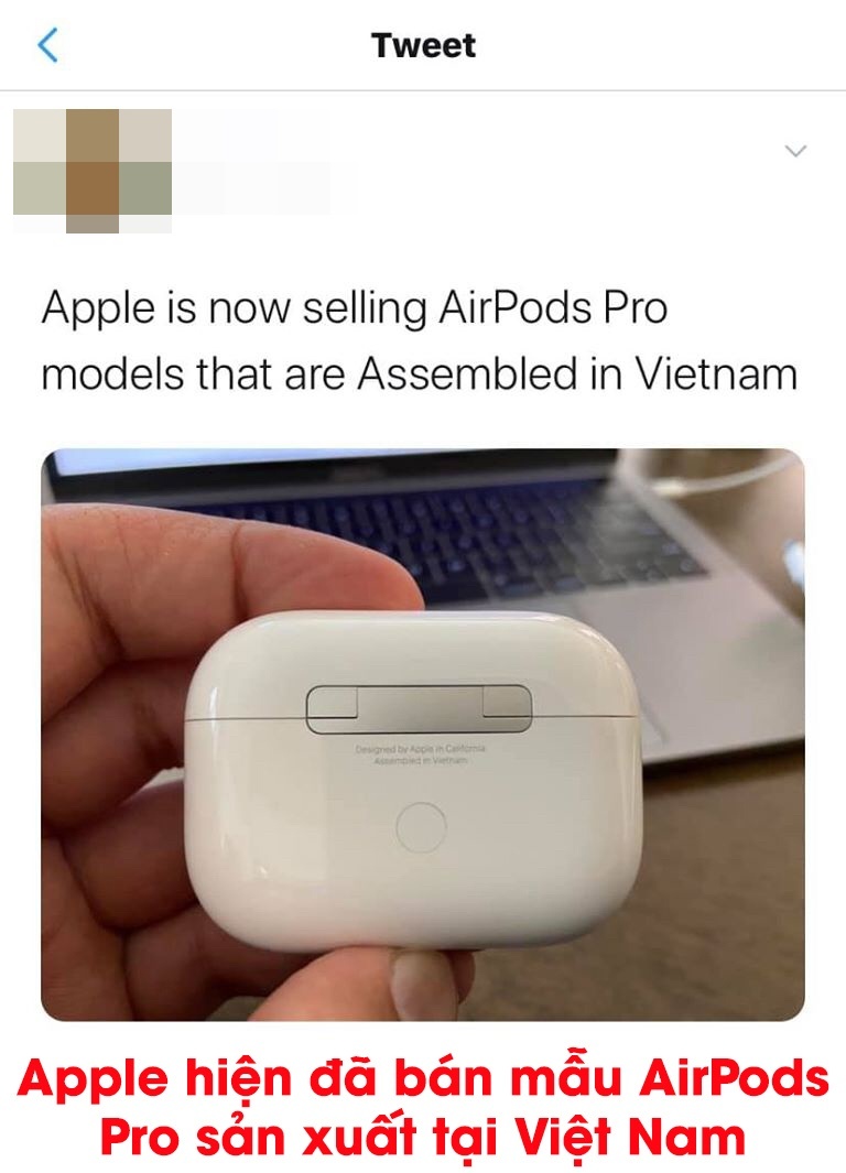  
Apple hiện đã bán AirPods Pro được sản xuất tại Việt Nam. (Ảnh: Chụp màn hình).