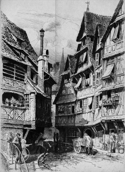  
Đường phố Strasbourg - nơi xuất hiện "dịch bệnh nhảy múa" (Ảnh: Historic Mysteries)
