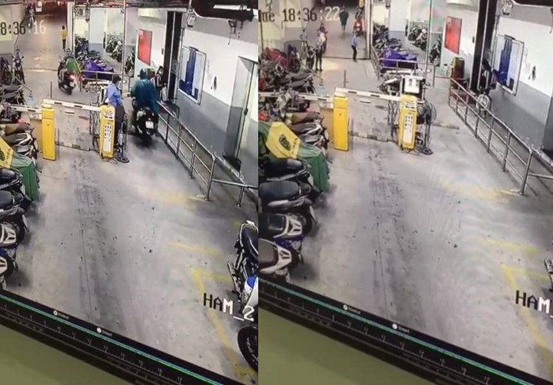  
Camera ghi lại hình ảnh chiếc xe bị tên trộm bỏ lại sau khi cướp bất thành (Ảnh: Lê Hồng Hạnh)