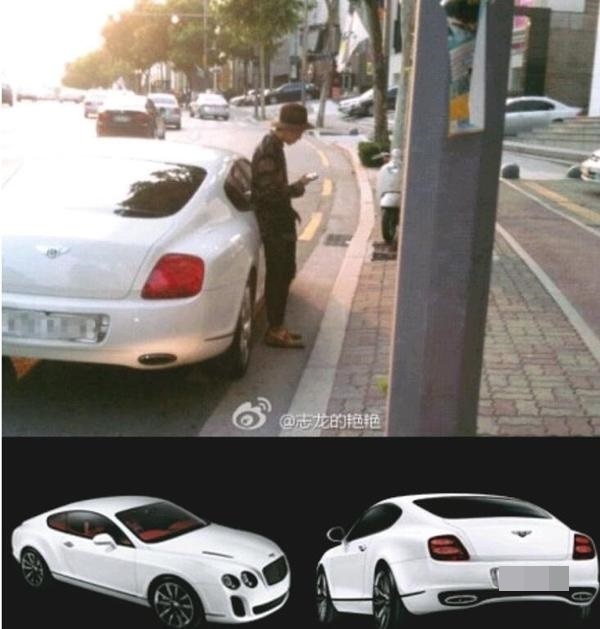  
G-Dragon xuất hiện cùng với chiếc siêu xe màu trắng. Ảnh: Weibo