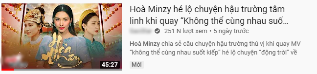  
MV của Hòa Minzy bị trang tin thay hình nền bằng cố cung nước ngoài​. Ảnh: Chụp màn hình