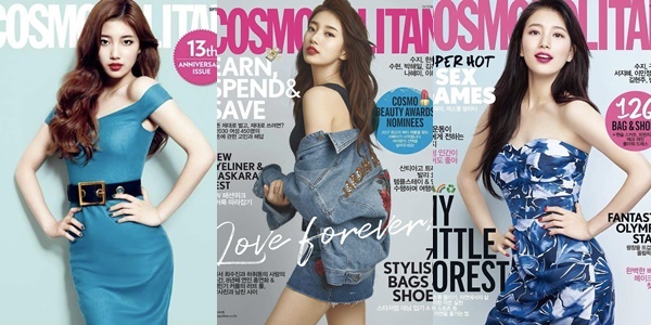  
Suzy có 3 lần xuất hiện trên Cosmopolitan và cả 3 lần đều tôn vinh sắc xanh, nét đẹp đầy sức sống của một cô gái. Ảnh: Cosmopolitan