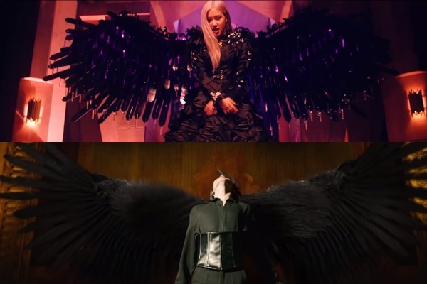  
Hình ảnh Rosé với đôi cánh được cho là giống với cảnh của BTS trong Black Swan. Ảnh: Chụp màn hình