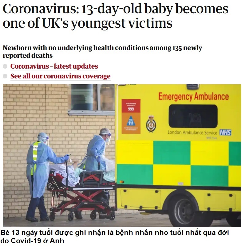  
Bài đăng về trường hợp của bé 13 ngày tuổi trên The Guardian (Ảnh chụp màn hình)