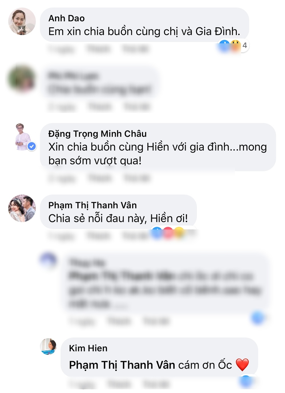  
Phía dưới bài đăng của Kim Hiền nhiều sao Việt như Ốc Thanh Vân, nữ diễn viên Anh Đào, NTK Minh Châu gửi lời chia buồn đến cô - Tin sao Viet - Tin tuc sao Viet - Scandal sao Viet - Tin tuc cua Sao - Tin cua Sao