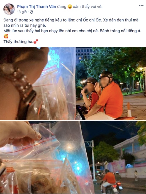  
Ốc Thanh Vân thích thú chia sẻ câu chuyện dễ thương của mình. (Ảnh: FBNV)