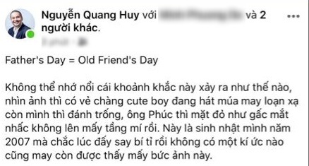  
Đoạn chia sẻ của Quang Huy trên trang cá nhân (Ảnh: Chụp màn hình).