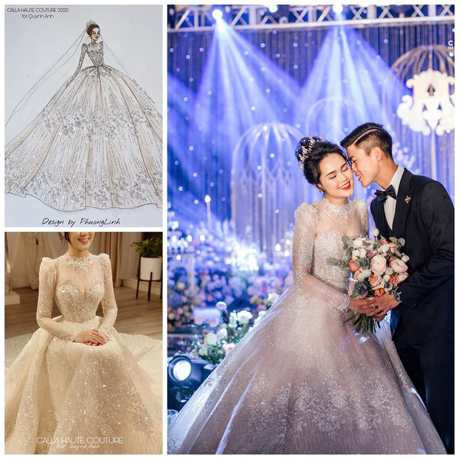  
Chiếc váy cưới trị giá 1 tỷ đồng của Quỳnh Anh, bà xã Duy Mạnh. (Ảnh: Instagram).