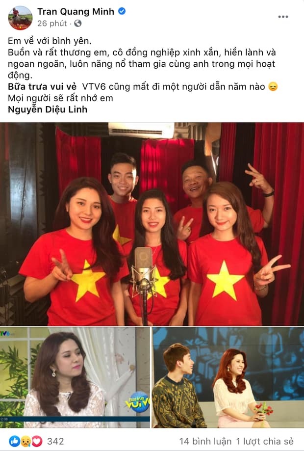  
BTV Trần Quang Minh, một gương mặt rất kì cựu của Đài truyền hình Việt Nam cũng đã chia sẻ những lời thương tiếc (Ảnh: Chụp màn hình). - Tin sao Viet - Tin tuc sao Viet - Scandal sao Viet - Tin tuc cua Sao - Tin cua Sao