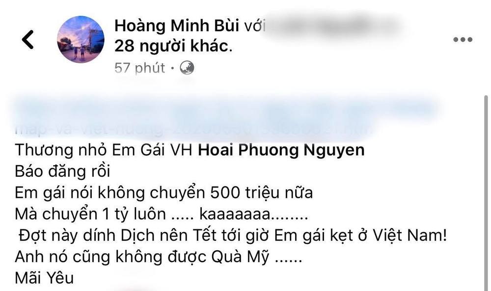  
Việt Hương gây sốc khi mạnh tay cho anh mình mượn tận 1 tỷ. (Ảnh: Chụp màn hình)