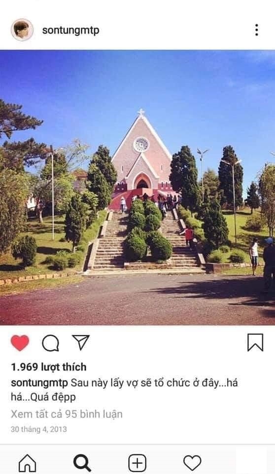  
Sơn Tùng từng đăng tải bức ảnh về một nhà thờ và mong muốn tổ chức hôn lễ ở đây. (Ảnh: Chụp màn hình)