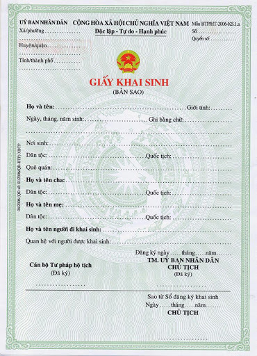  
Giấy khai sinh - một loại giấy tờ quan trọng và cần thiết với mỗi công dân Việt Nam. (Ảnh: Luật Việt Nam)