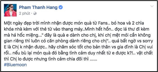  
Thanh Hằng nhận được căn hộ từ fan, tuy nhiên cô đã khéo léo từ chối (Ảnh: Chụp màn hình)