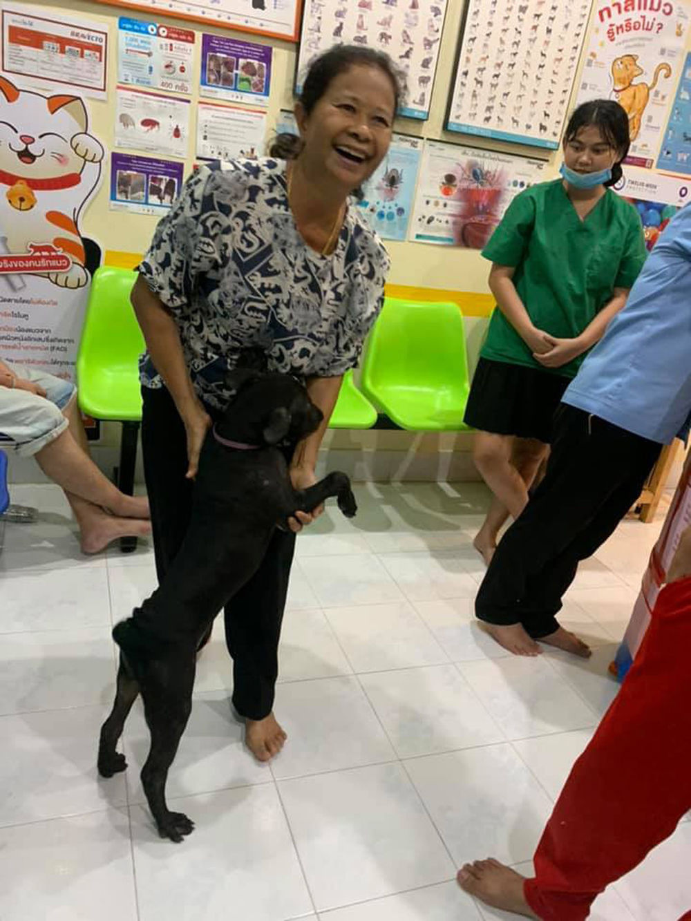  
Chủ của chú chó đã đến đón nó ngay trong đêm, nói rằng nó đột nhiên biến mất vào 2 giờ chiều khiến cả gia đình vất vả đi tìm. Ảnh: Bangkok Post
