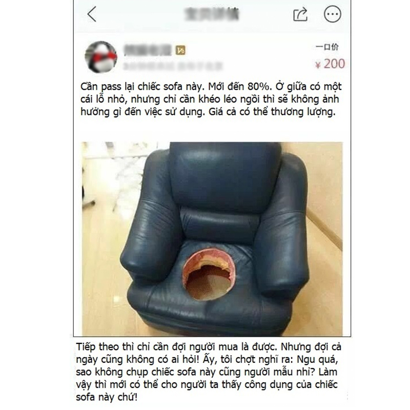  
Một chiếc ghế đã mất đi giá trị thì làm gì có ai mua chứ? (Ảnh: Weibo)